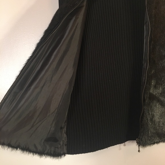KIKIT Black Faux Fur Full Zip Mock Neck Vest Sz XL - Picture 8 of 11